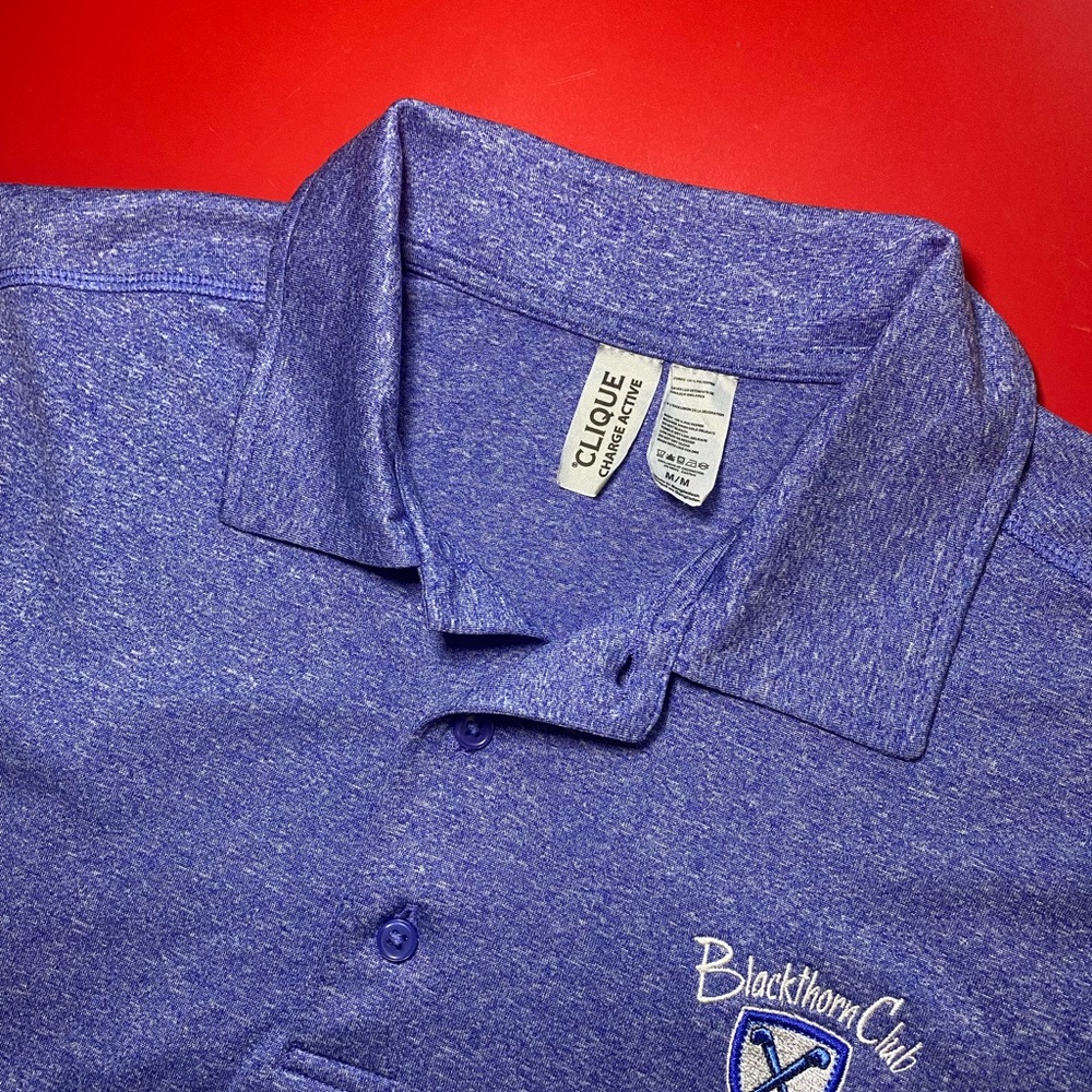 Clique Polo Shirt Sky Blue Blackthorn Golf‎ Club Logo Men’s Medium
